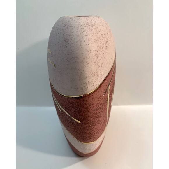 Southwest Native American Style Pottery Vase Enamel Gold Accents Inlay Veining - Picture 5 of 10